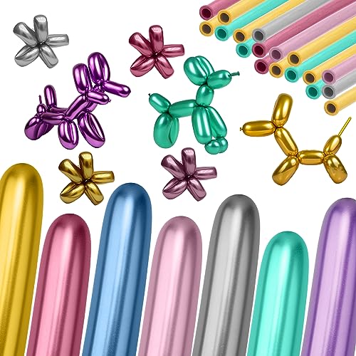 Image of Metallic 260 Balloons - Long Balloons for Arch & Animals, Mix Colors, Kit Includes 50pcs