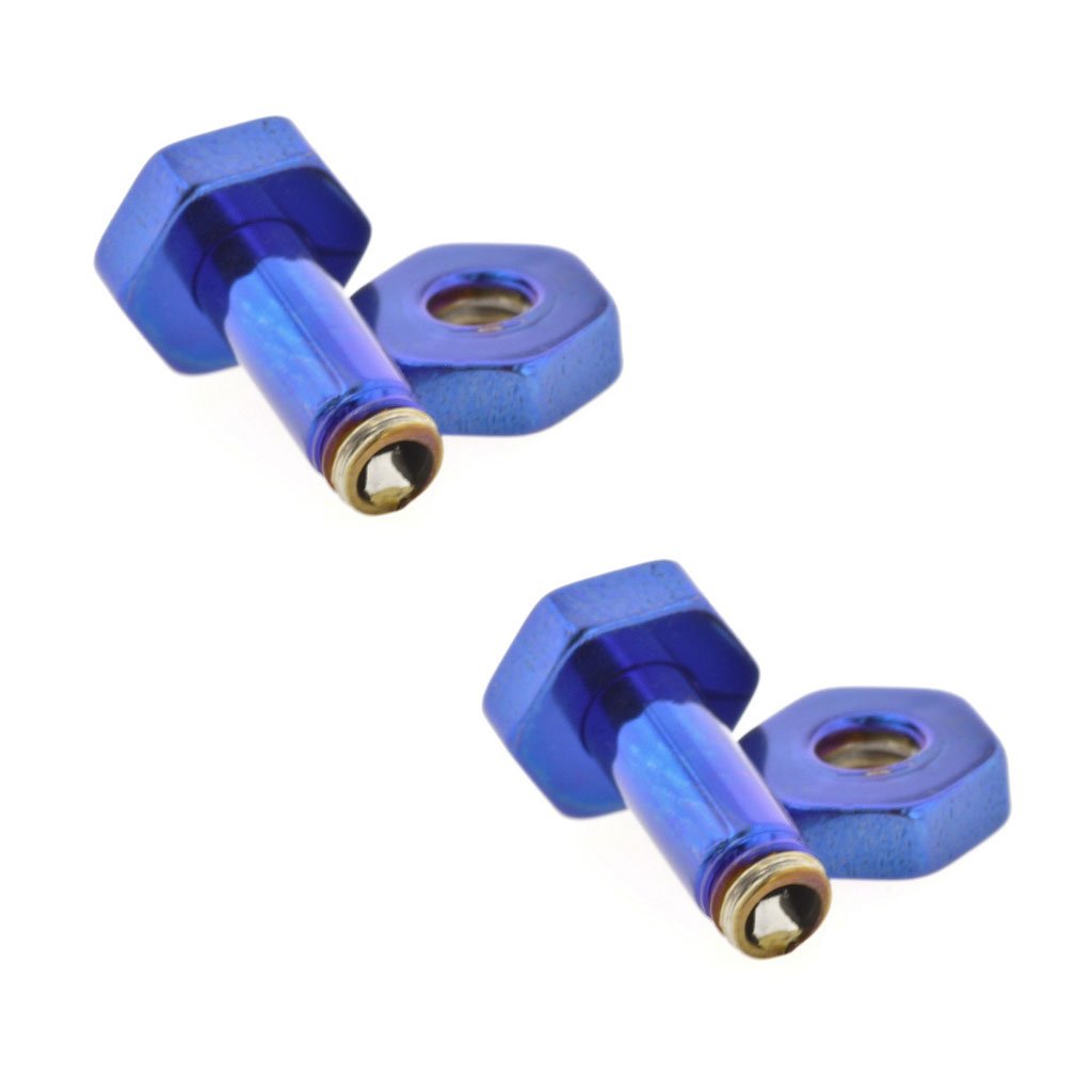 Pair of PVD Stainless Steel Hexa Threaded Flesh Tunnels: 8g 1/4" Blue