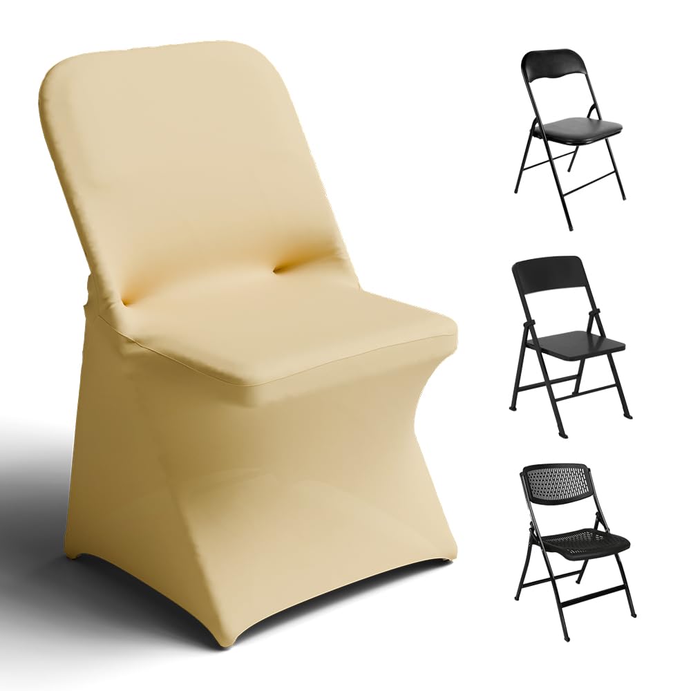 Trlyc Gold Spandex Chair Covers 100 Pcs for Wedding Party