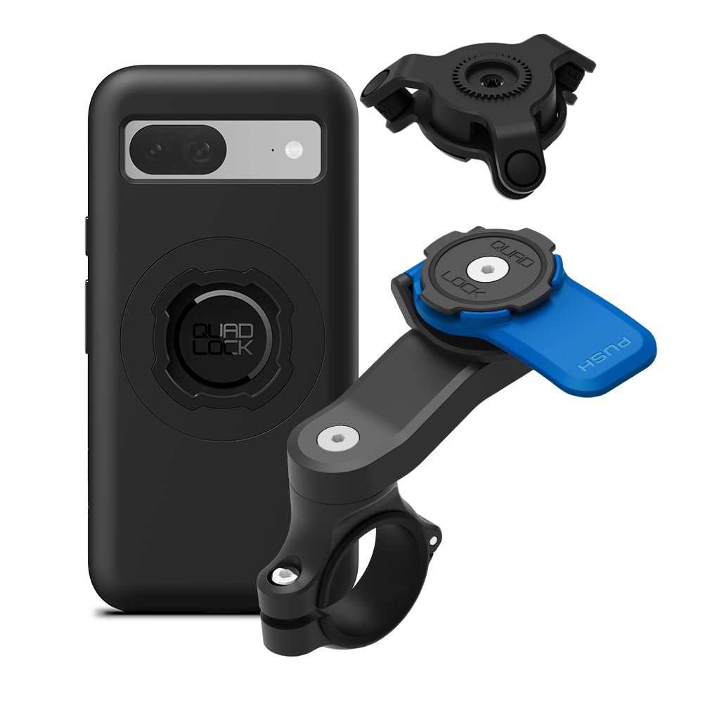 Quad Lock Moto Handlebar Kit with Dampener and MAG Phone Case for Google 8a