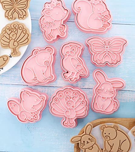 8 Pieces Cute Cookie Cutters Plastic Cookie Stamps Cookie Mould Press Rabbit Cookie Mould Set Baking Kitchen Tools (Forest Animal 1227) #TOP5