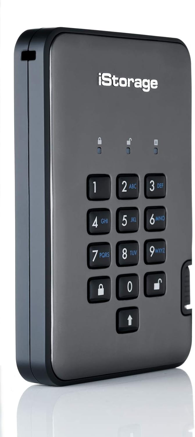 Up To 40% OFF iStorage diskAshur PRO2 HDD 5TB Secure portable hard drive FIPS Level 2 certified - password protected, dust and water resistant, portable, military grade hardware encryption. IS-DAP2-256-5000-C-G