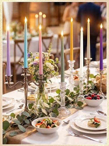 Image of Retisee 30 Pcs 11 Inch Flameless Taper Candles LED Candles Bulk Battery Operated Taper Candle Flickering LED Candlesticks for Valentines Birthday Wedding Party Decor (Classic Style,Colorful)