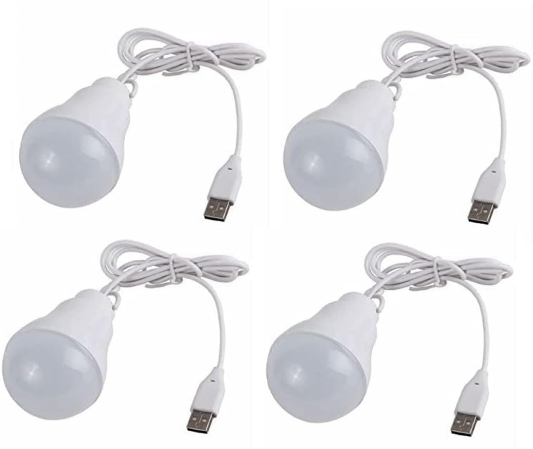 icall USB Led Bulb 5 Watt 6 Volts Bright Light Reading Lamp for Camping Used with Laptop, PC, Power Bank (Pack of 4 White)-image-32