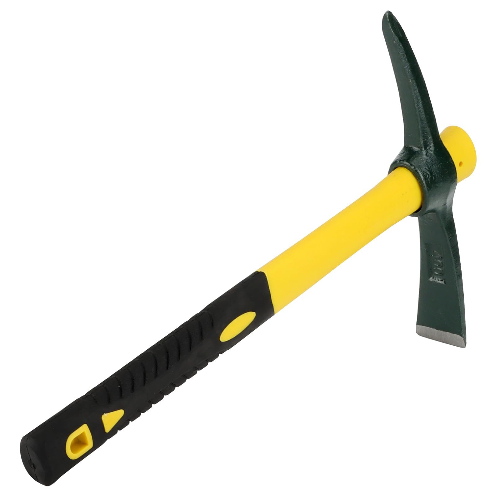 Lot de 2 pioches pointues robustes de 38 cm avec tête forgée et pioche plate pour camping, prospection, jardinage