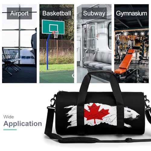 (Beavers) Canada Maple Flag Unisex Gym Bag Travel Duffel Bags Overnight Sport Tote with Compartment for Weekender Vacation3