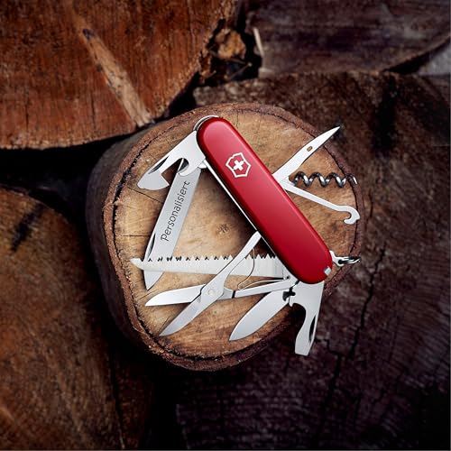 Victorinox Huntsman Swiss Army Knife, 15 Functions, Swiss Made Pocket Knife with Large Blade, Screwdriver, Scissors and Wood Saw - Red view 4