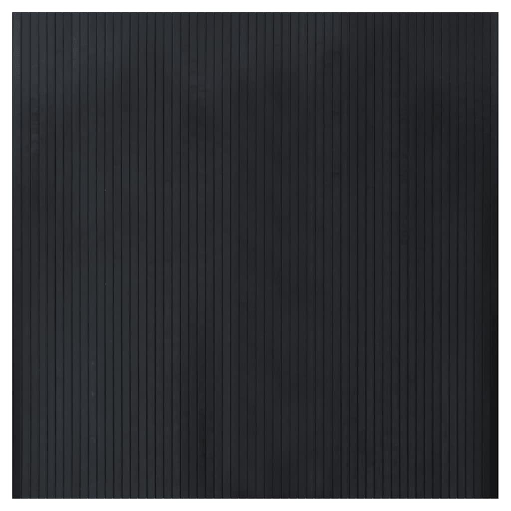 Tapis en bambou 100 x 100 cm, carré, antidérapant, en bambou naturel, revêtement de sol moderne pour salon, chambre à coucher, couloir, noir