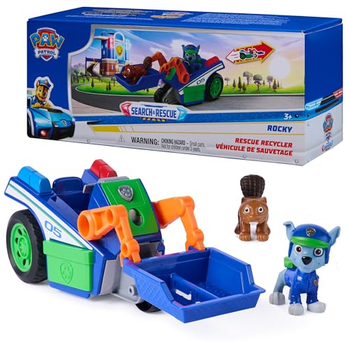 Paw Patrol: Search & Rescue, Rocky Rescue Recycler Vehicle with 2 Figures, Toy Car with Pull-Back...