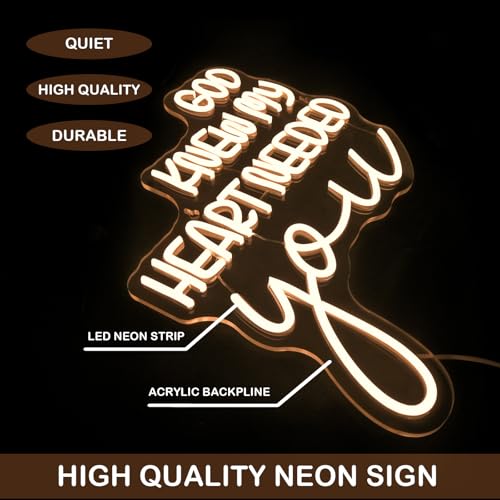 Image of Horseneon God Knew My Heart Needed You Neon Sign Romantic LED Wall Decor for Bedrooms, Wedding Gifts, Anniversary Presents, USB Powered Adjustable Brightness Inspirational Decor