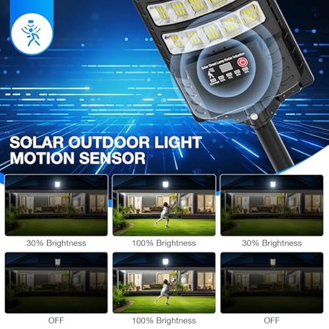 Solar Street Lights Outdoor Waterproof,48000LM 320¡«Wide Angle Flood Light, LED Solar Parking Light with Motion Sensor and Remote Control for Outdoor, Streets, Courtyards,Parking Garages,2Pack