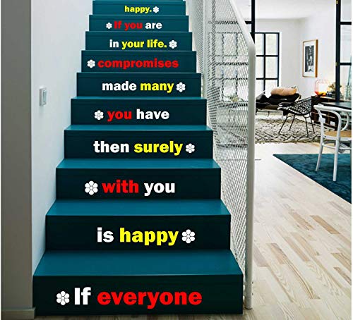 Image of CVANU Letters Wall Decor Stickers Stair Decals Quotes Stairway Decals Quote Steps Vinyl Stickers Lettering Family Staircase Decal Multicolor (Stairs-pg 45)
