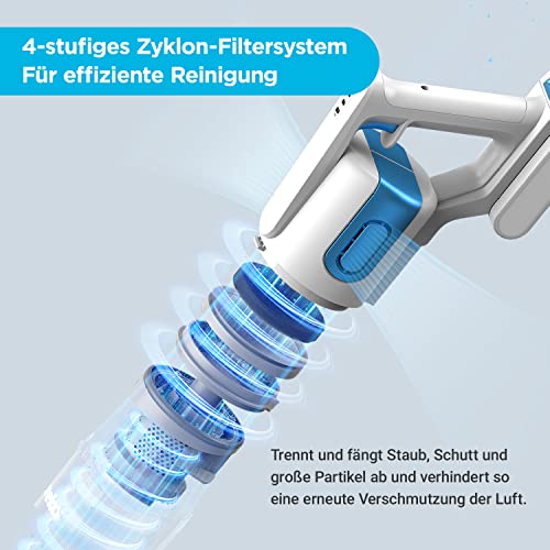 Eureka BR5 Akku Staubsauger Kabellos, 2 in 1 Kabelloser Staubsauger Leicht mit Bürstenloser Motor, 250W Starke Saugkraft, Leise Akkusauger für Hartböden und Teppiche – Bild 6