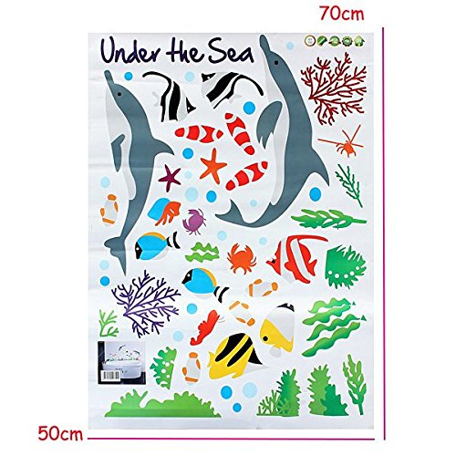 Buy Vinyl Dolphin and Fish Wall Stickers Under The Sea Bathroom Decor