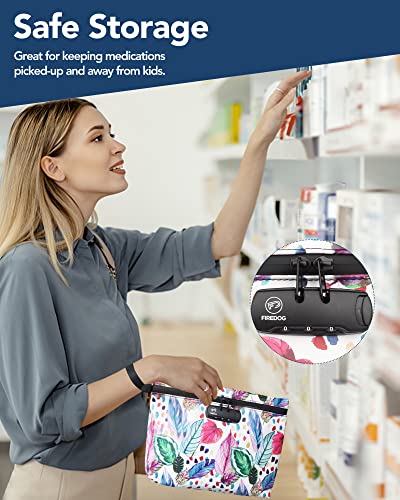 FIREDOG Printed Smell Proof Bags with Combination Lock, Carbon Lined Odor Proof Stash Bag Case Container for Travel Storage (10.8"x8.8")3