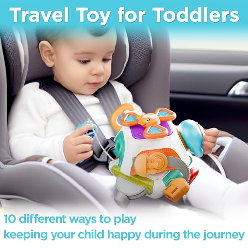 iPlay, iLearn 10 in 1 Baby Busy Board Cube, Montessori Sensory Toy Toddler 1-3, Infant Carseat Plane Travel, Kid Education Learning Activity, Birthday Gift 6 9 10 12 18 Month 1 2 Year Old Boy Girl - Thumbnail 6