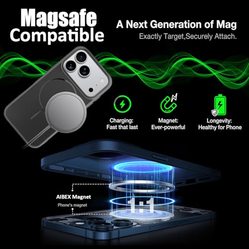 Image of AIBEX Ultra-Thin Mag-Saf Back Cover Case Compatible with iPhone 17 Pro Max| Slim Fit Scratch-Resistant Matte | Magnetic Wireless Charging | Microfibre Lining | Camera Protection (PC Material) - Black
