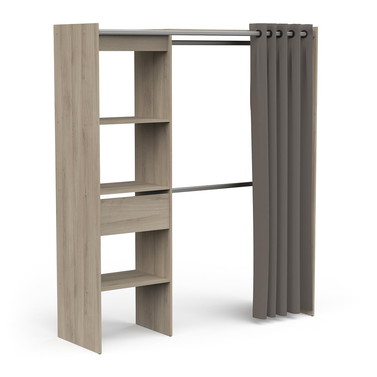 Portant à Vêtements en Bois de Chêne CHICAGO - Dressing Extensible - Fabriqué en France – Pratique et Fonctionnel (168,2 cm x 50 cm x 187 cm)