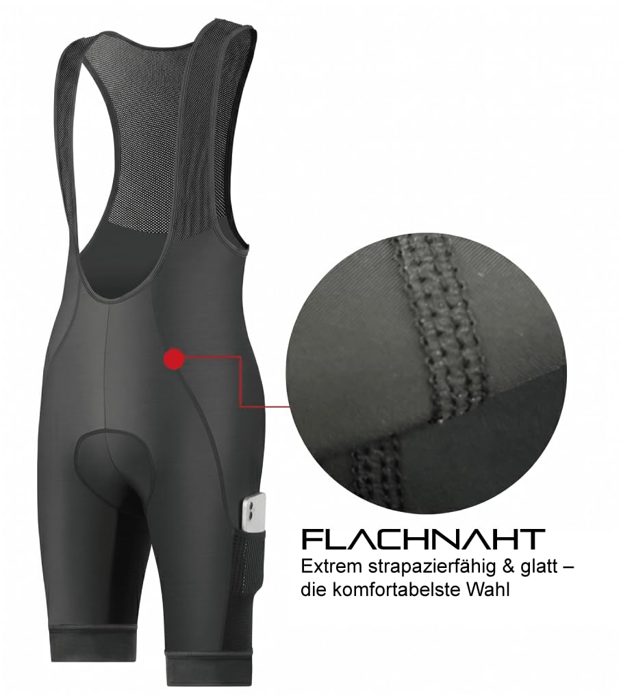 CEROTIPOLAR Pantaloncini da ciclismo da uomo, con imbottitura a lunga distanza, traspiranti, ad asciugatura rapida, protezione solare UPF50+, Nero , L