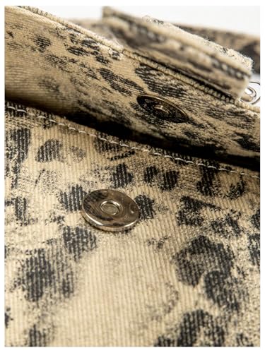 Image of QWINEE Women's Y2K Leopard Print Shoulder Bag Denim Handbags Retro Cheetah Purses Top Handle Buckle Clutch Underarm Bag