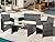 JAMFLY 4 Piece Patio Furniture Set, Outdoor Furniture Set Patio Wicker Conversation Set with Cushions and Tempered Glass Tabletop for Lawn Backyard Pool Garden