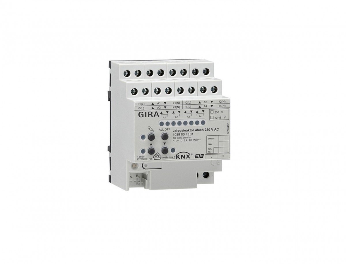 Gira Jalousieaktor 4-fach AC 230 V Hand KNX REG:KNX