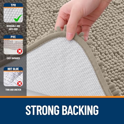 Image of OLANLY Large Bathroom Rugs 40x32, Extra Soft Absorbent Chenille Bath Rugs, Rubber Backing Quick Dry, Machine Washable Bath Mats for Bathroom Floor, Tub and Shower, Home Decor Accessories, Warm Taupe