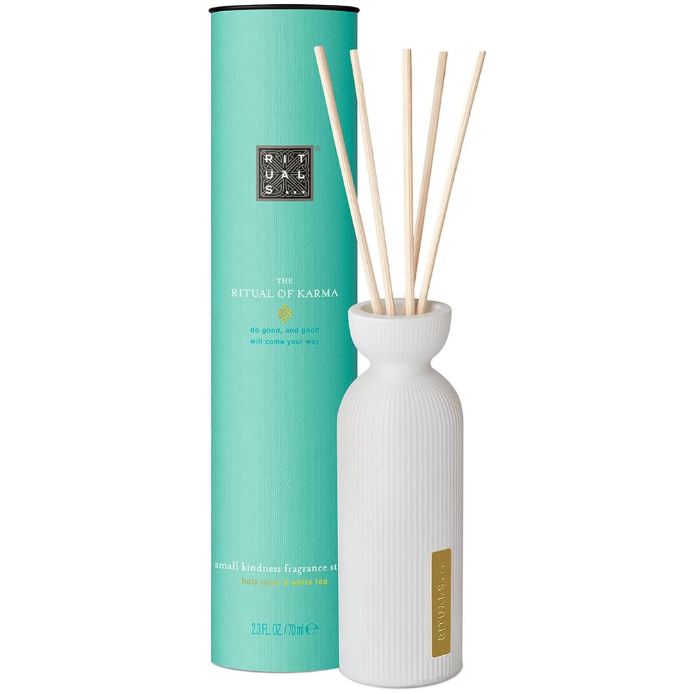 Karma Soothing Oil Reed Diffuser Set - Fragrance Sticks with Holy Lotus & White Tea - 2.3 Fl Oz