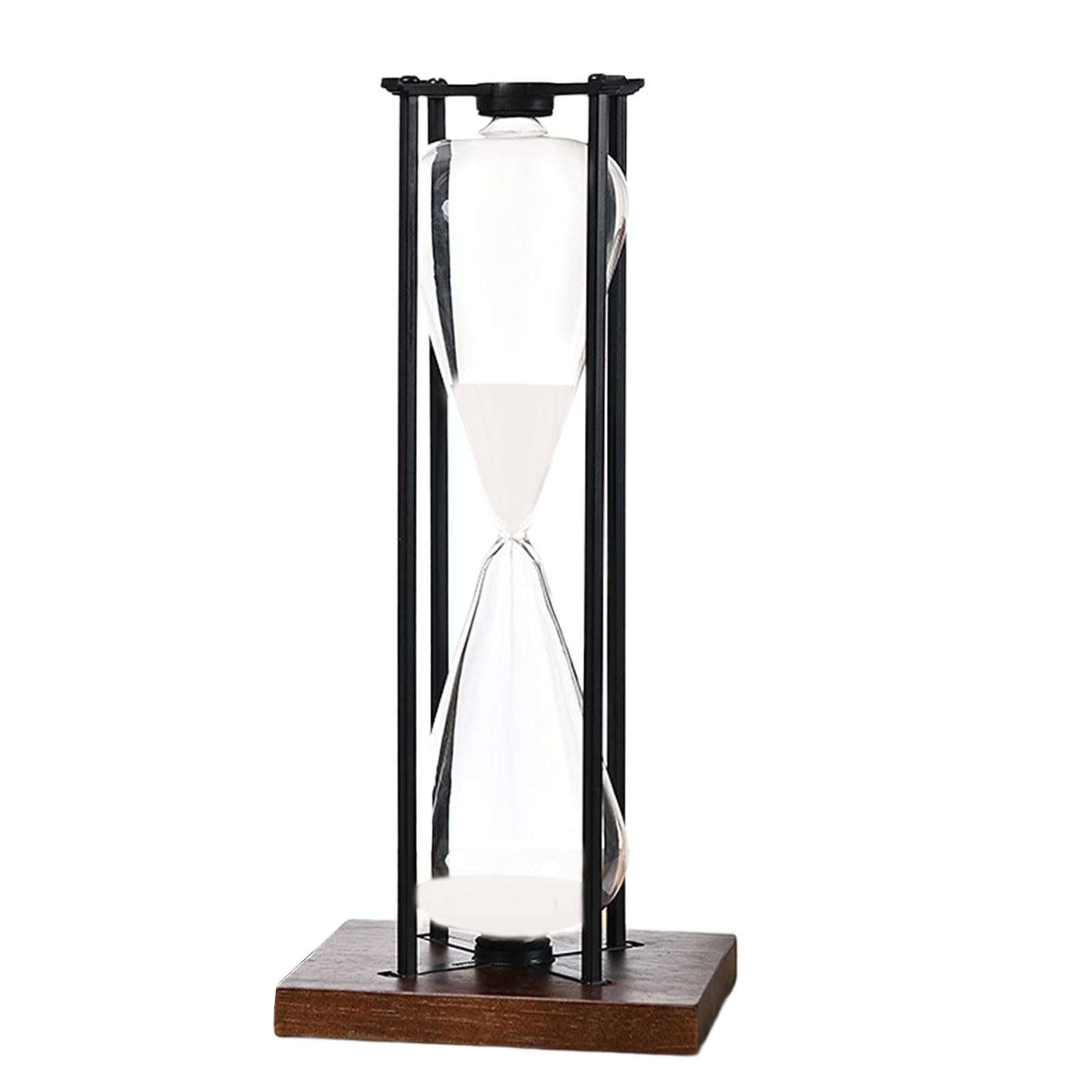 Modern Black or White Sand Timer Sturdy Glass 30 / 60Minutes for Yogas and Cooking Time Management Artistic Desk Accessory