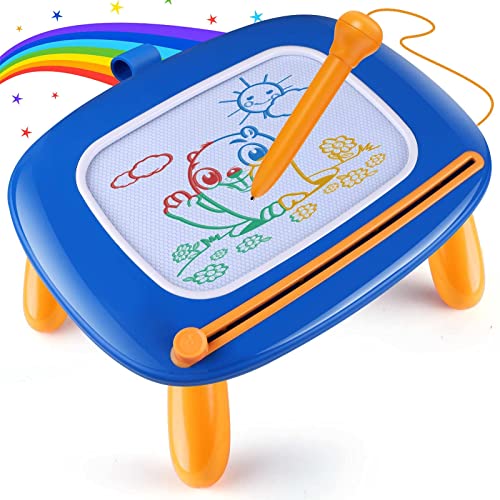 Smasiagon Magnetische Maltafel Zaubertafel für Kinder, Bunte Löschbare Magnettafel Zeichentafel mit Beinen für Kleinkind Spielzeug ab 1 2 3 Jahre Jungen Geschenk (Marineblau)