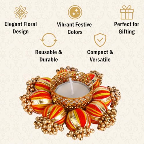 Image of Sehaz Artworks Festive Decor | Golden Diwali Diyas for Home Decorations | Diya with Tealight | Diwali Decoration for Home | Diya for Pooja | Pooja Decoration Items - Pack of 5