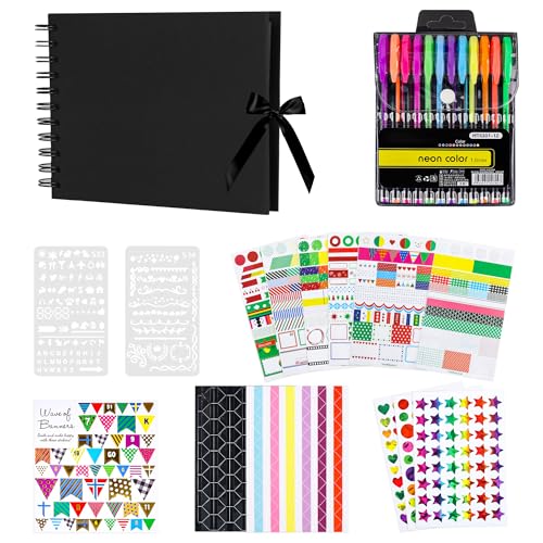 Fotoalbum zum Selbstgestalten, A5 Fotoalbum zum Einkleben Fotobuch Scrapbook Album Ringbuch mit Aufkleber, Scrapbook Fotoalben zum Gästebuch als Abschluss Geburtstags Hochzeitstags Geschenk 60 Seiten