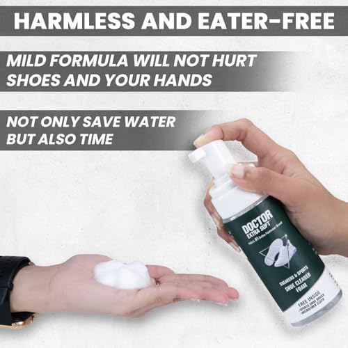 Image of DOCTOR EXTRA SOFT Sports & Sneaker Care Kit | It Includes 150 ml Cleaner, Brush & MicroFiber Cloth| Shoe Foam Quickly Remove Dirt & Stains Shoes Like White /Canvas /Tennis /Trainers /Nubuck /Suede /Loafers