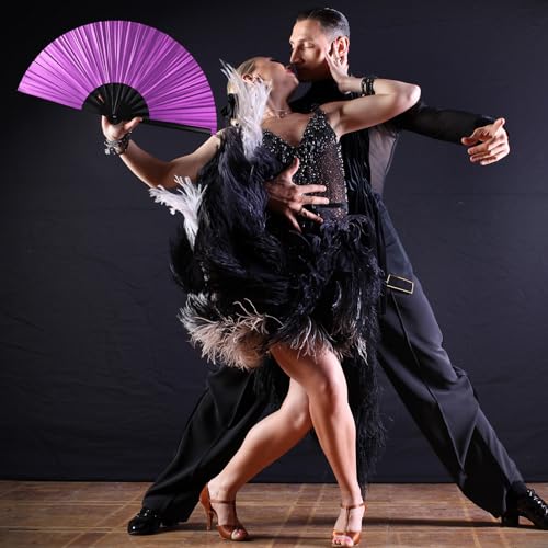 Image of Maitys Large Rave Fan Folding Handheld Fans 13'' Clap Fans for Line Dancing Clack Fan Holographic Festival Accessory for Martial Art Gift Performance, Includes 2 Pouch