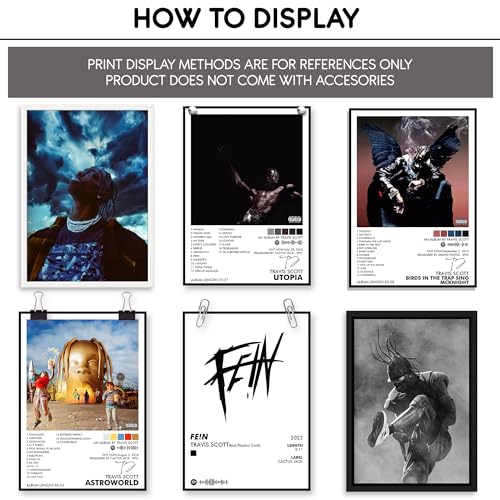 Image of Thepaper9store Pack of 10 -Travis Scott Music Album Art Wall Posters 8.2x11.8 inch Adhesive Tape Attached Wall Decor, Music Poster, Wall Art For Bedroom, Living room, Office (Travis Scott)