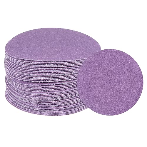 uxcell 40pcs 150 Grit Purple Sanding Discs 3 Inch Hook and Loop Aluminum Oxide Orbital Sanding Pads Paper Wet Dry Polish for Metal Woodworking Drywall
