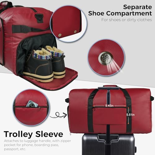 Image of Fmeida 65L Duffle Bag Foldable Travel Duffel Bags for Men Women Travel Bag | Shoes Compartment, 65L Large Capacity, Foldable, Packable, Water Repellent, Tear Resistant, for Traveling Gym Overnight Camp