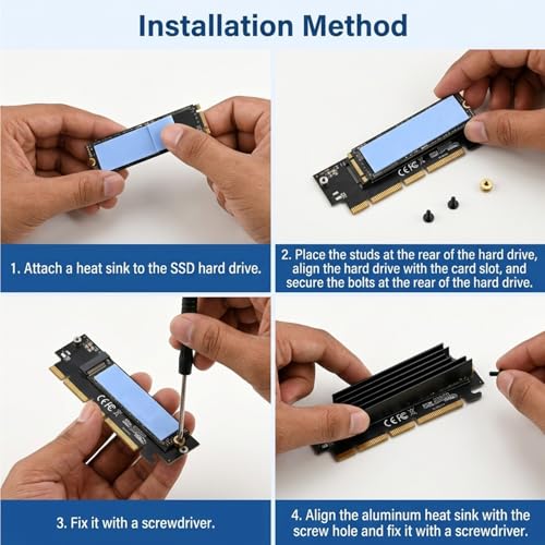 Image of Verilux PCIe 4.0 M.2 NVMe Adapter 64Gbps with Heat Sink for NVMe AHCI SSD 2280 2260 2242 2230 Compatible with PCIe X16