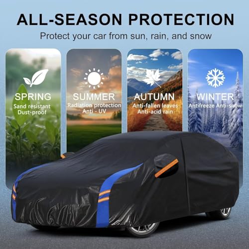 Image of Custom Fit Car Cover for Hyundai Veloster Hatchback (2011-2026), Upgraded Waterproof All Weather Outdoor Auto Cover with Driver Door Zipper & Mirror Pockets, UV /Snow /Dust Protection