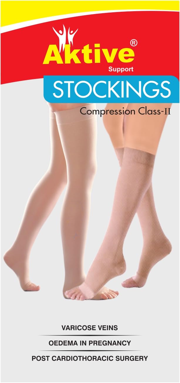 AKTIVE SUPPORT Imported Class II Graduated Medical Compression Stockings I Below Knee | Varicose Veins Stockings For Men and Women | 23-32mm/Hg I Oedema in Pregnancy (SMALL)