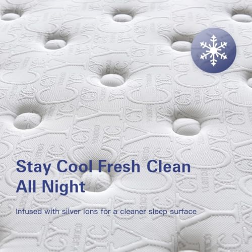 Image of Queen Size Mattress 14 Inch Hybrid Mattress in a Box, Memory Foam & Pocket Spring, Medium Plush, Cooling Breathable Silver Thread, Pressure Relief, Motion Isolation, 365-Night Trial