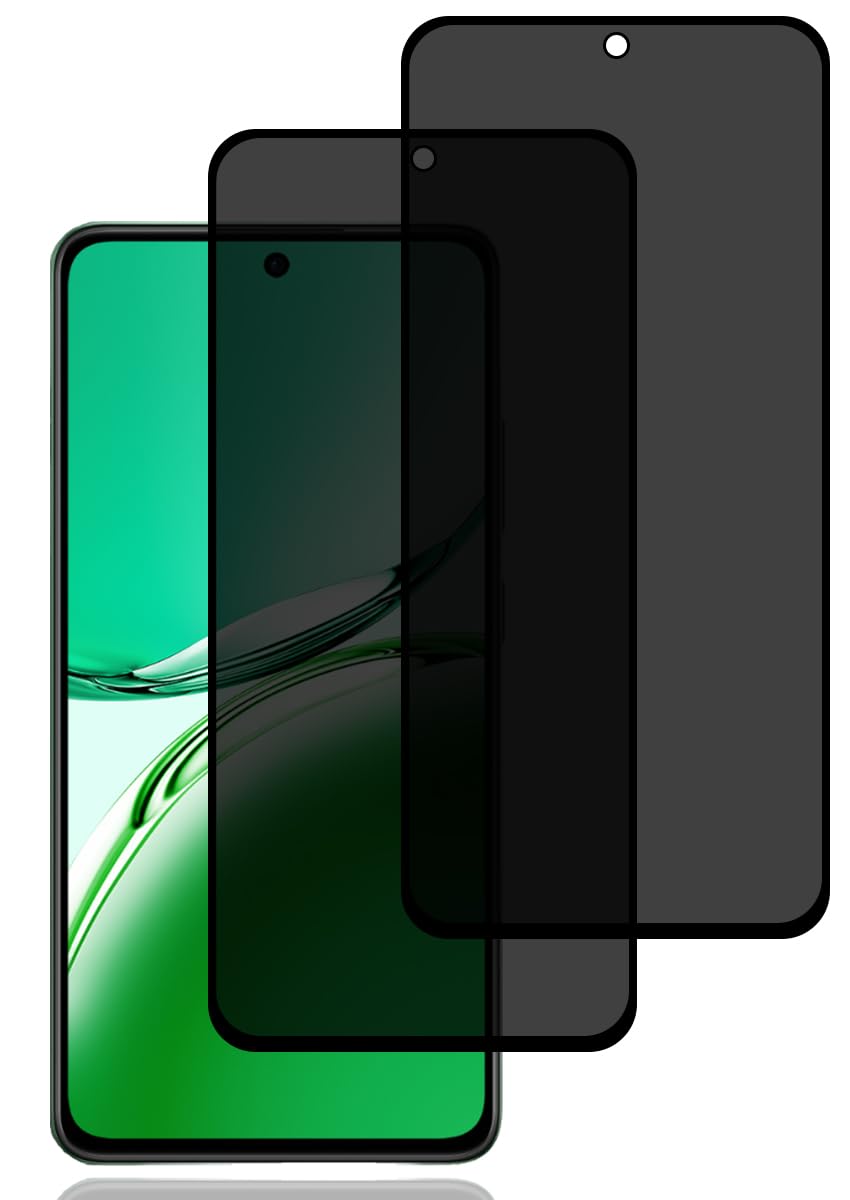 Privacy Screen Protector for Oppo Reno 12 F 5G/4G/Oppo Reno 12 FS 5G/4G [2 Pack], Anti-Spy Tempered Glass Film, 9H Hardness, Anti Scratch, Anti Fingerprint, Bubble-Free, Anti-Spy Screen Protector