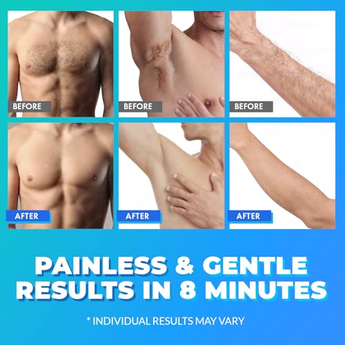 Image of Hair Removal Cream for Men: Sensitive Depilatory Cream for Men - Body Legs Chest Underarms Intimate Areas - Vitamin E - Painless Effective Flawless Soothing Easy - Hair Remover - Gentle Formula - 120g