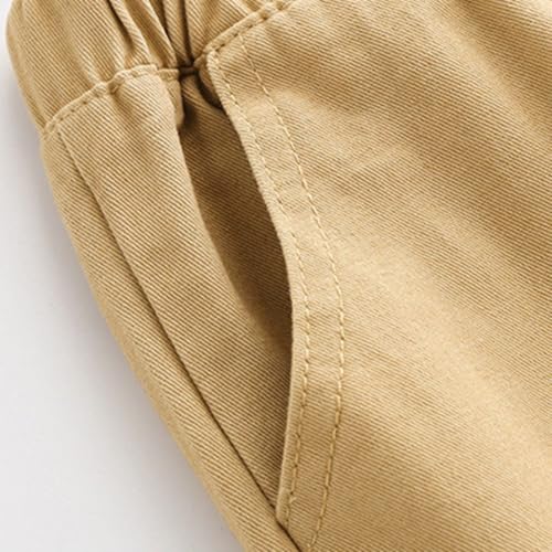 WISREMT Toddler Boys Chino Pants Solid Color Long Pants with Elasticized Waistband Casual Loose Trousers for 3-8 Years4