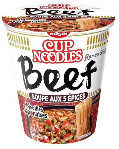 NISSIN Nouilles Japonaises - Saveur Spices Beef -1 carton de 8 cups de 64g