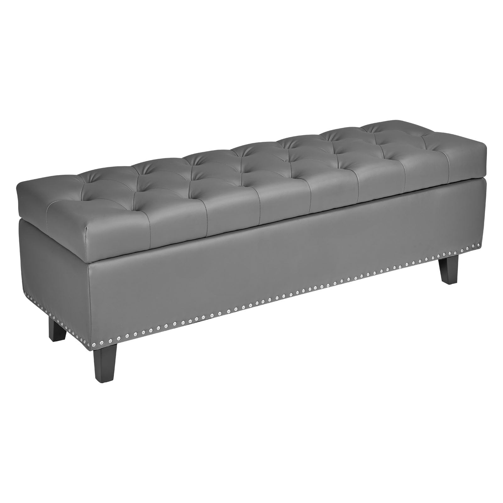 Bout de lit avec rangement en cuir PU gris pour une chambre ordonnée