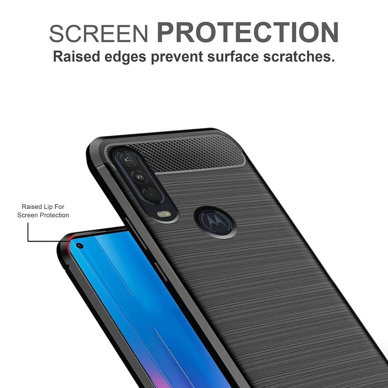 Image of Hybrid Carbon Fiber Back Case for Moto One Action (Black)