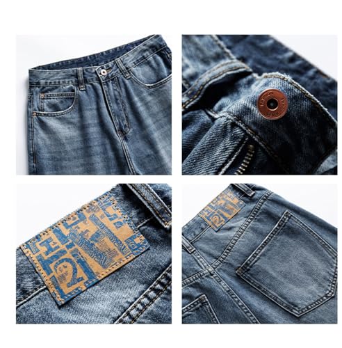 Pants Trousers Denim Spring Summer Cone Style Straight Tube Micro Long Blue Youth Versatile Comfortable3