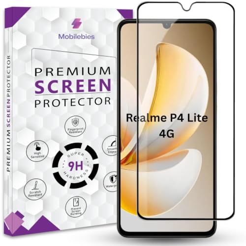 Image of Premium Tempered Glass Screen Protector Guard For Realme P4 LIte 4G (6.74 Inch, Pack of 1) | Edge to Edge Coverage With Easy to installation kit
