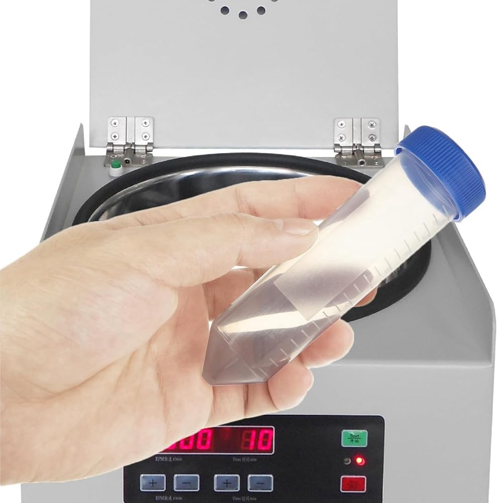 100 Pezzi con Marcature Graduate, Provette da Centrifuga da 50 Ml, Punti Scrivibili In Plastica e Tappi A Vite Blu.